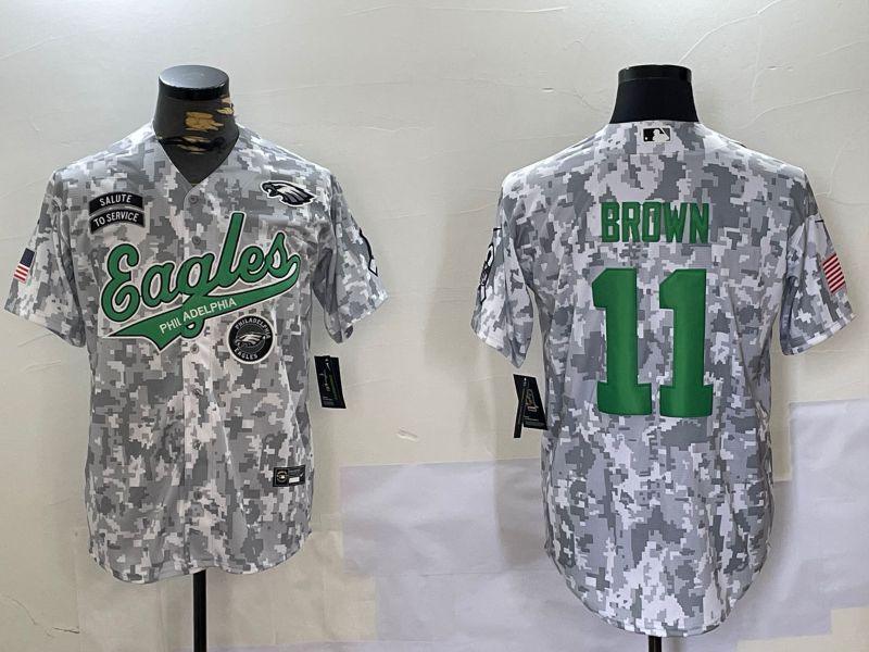 Men Philadelphia Eagles #11 Brown Nike Arctic Camo 2024 Salute to Service Limited NFL Jersey style 1->philadelphia eagles->NFL Jersey